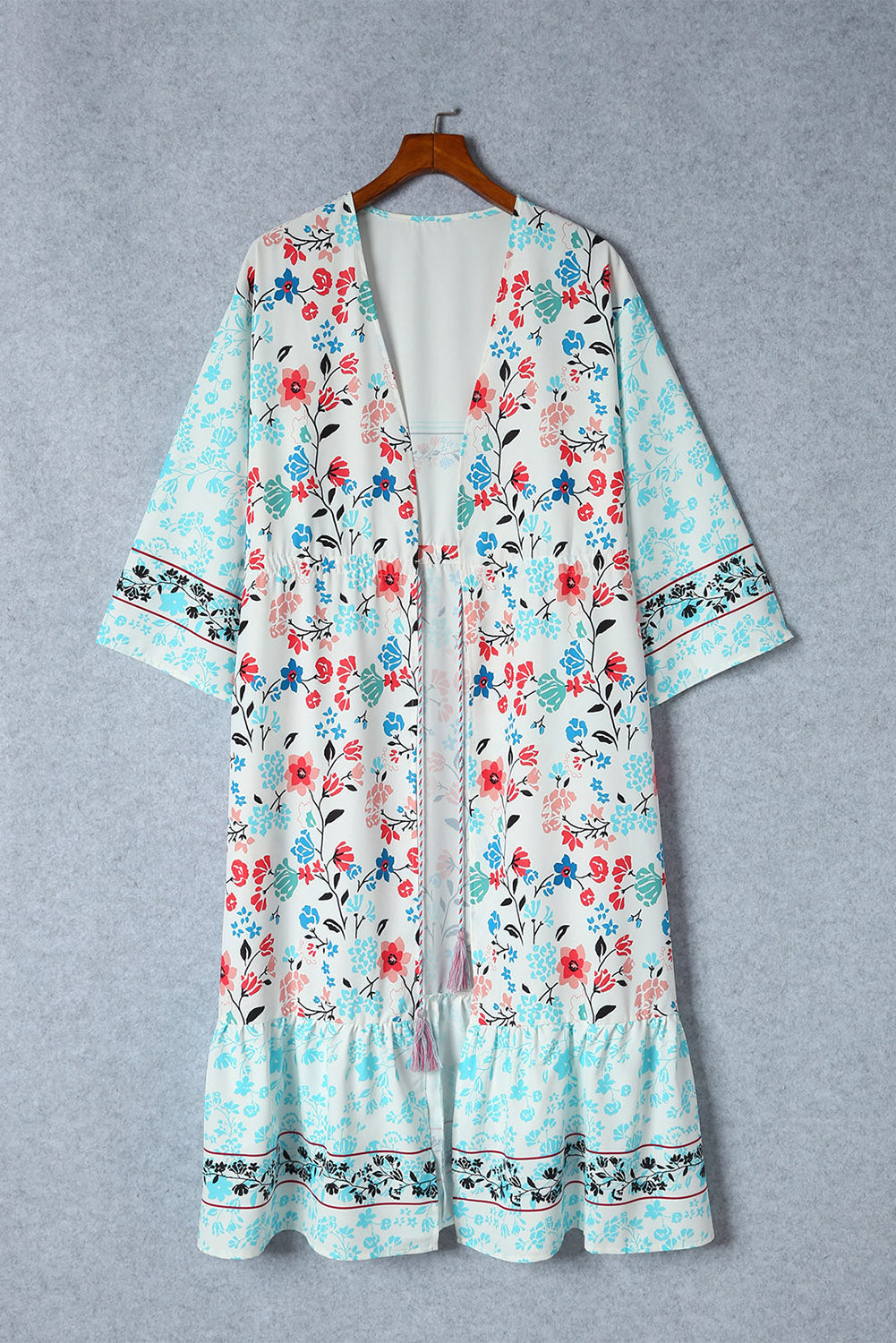 Floral Printed Open Front Bikini Cover-Up and Kimono Cardigan