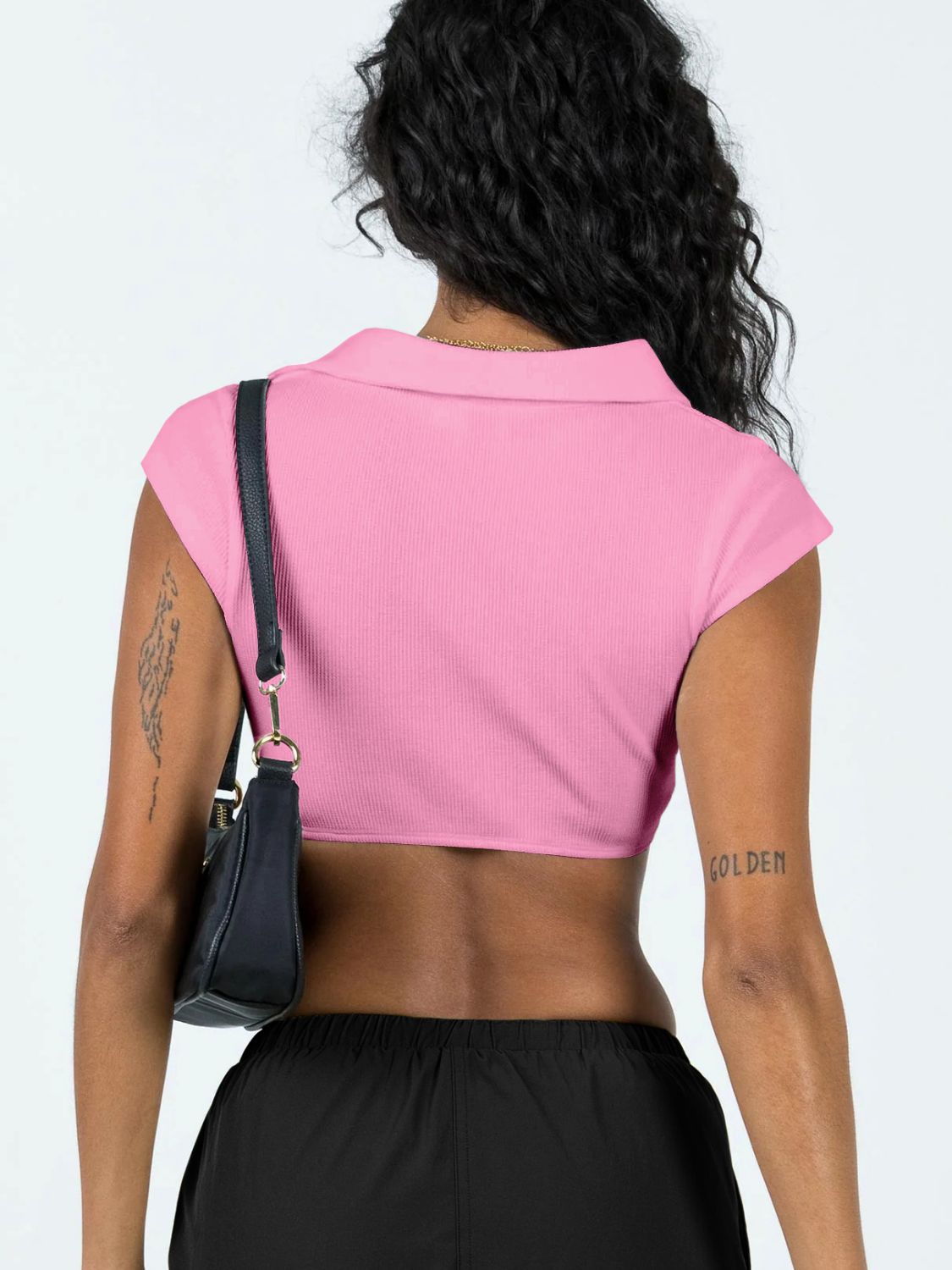 Sexy Crop Top Shirt Johnny Collar Cropped Top Women's Fashion Blouse