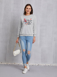 ALL YOU NEED IS LOVE Round Neck Sweatshirt Fashion Valentines Sweaters