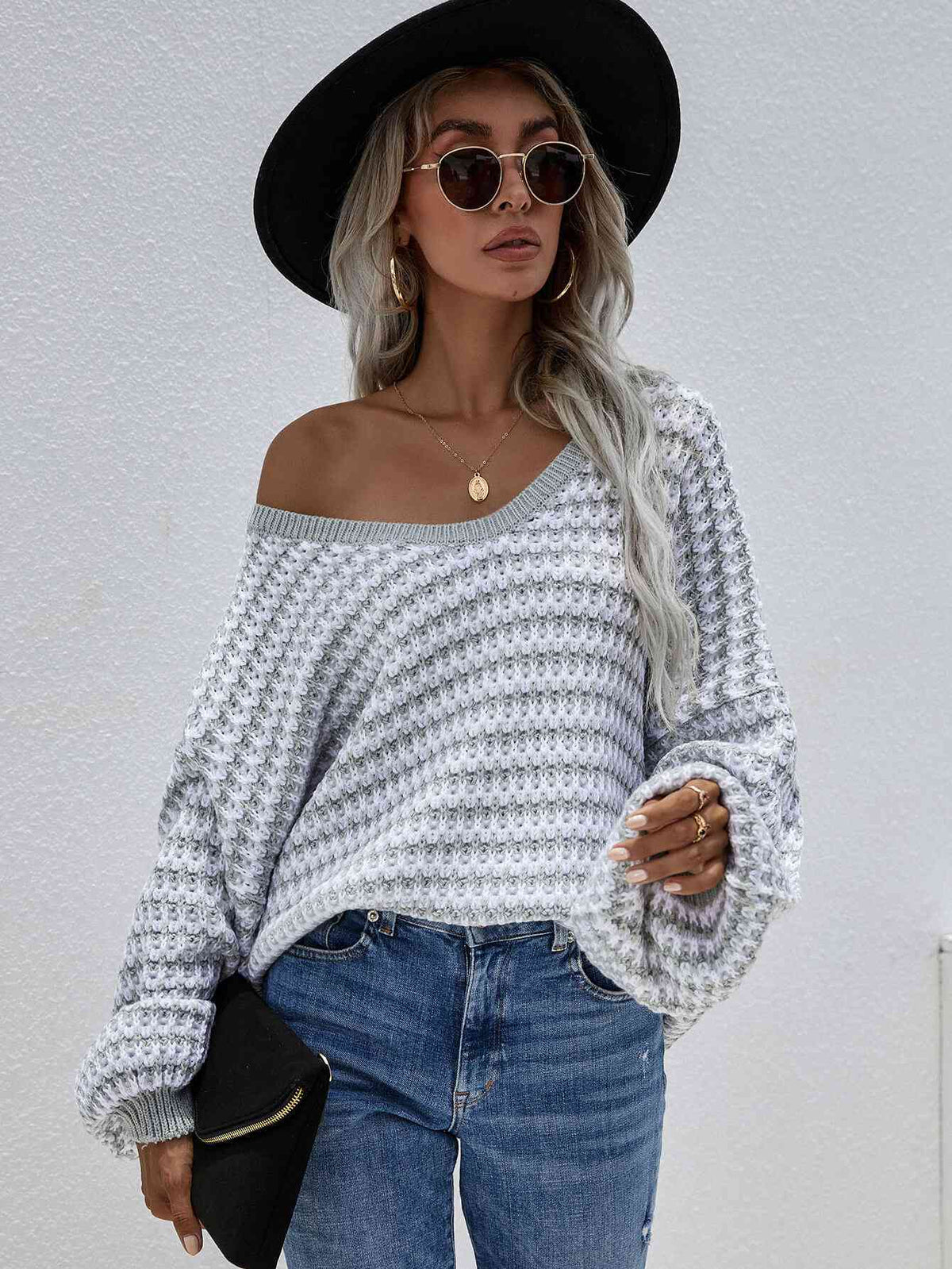 sweater, pull over sweater, drop shoulder top, vneck sweater, cute sweaters, casual sweaters, grey sweater