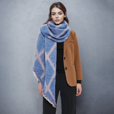 Raw Hem Polyester Fashion Oversized Scarf KESLEY