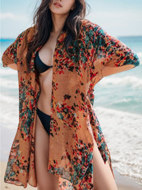 Swimsuit  Cover-Up Printed Open Front Cover-Up and Fashion Kimono