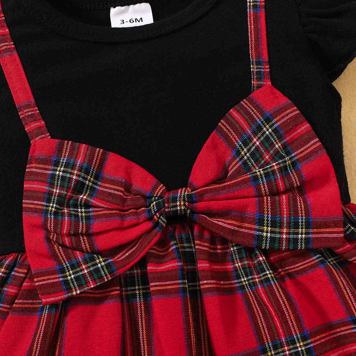 Plaid Bow Detail Round Neck Dress Baby Girl Fashion Clothing and Gifts Baby Fashion