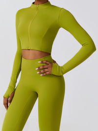 gym clothes, workout sets, womens clothes, zip up workout clotehs, olive green clothes, crop top workout set