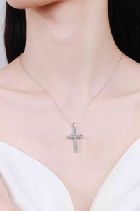 Cross Necklace, Moissanite  Large Cross, Adored 925 Sterling Silver Cross Moissanite Necklace