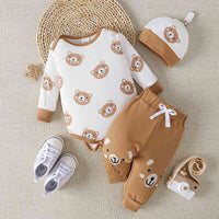 Bear Print Bodysuit and Joggers Set Kids Fashion and Gifts