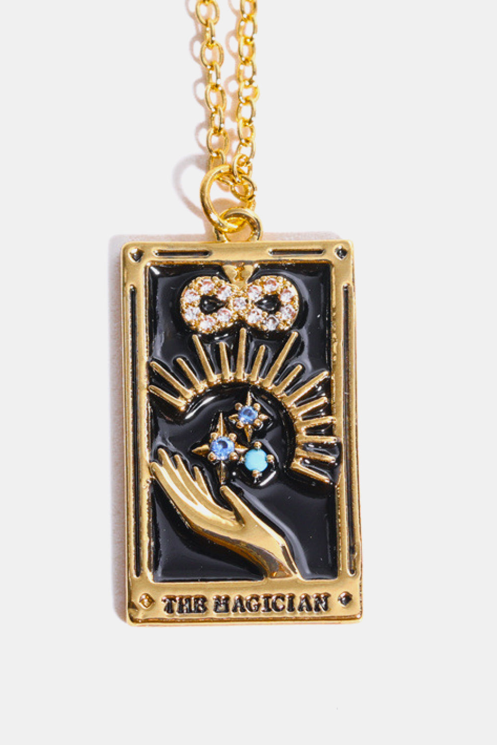 Tarot Card Pendant Stainless Steel Gold Necklace