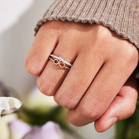 Infinity Heart Stacked Ring 925 Sterling Silver Zircon Double-Layered Ring