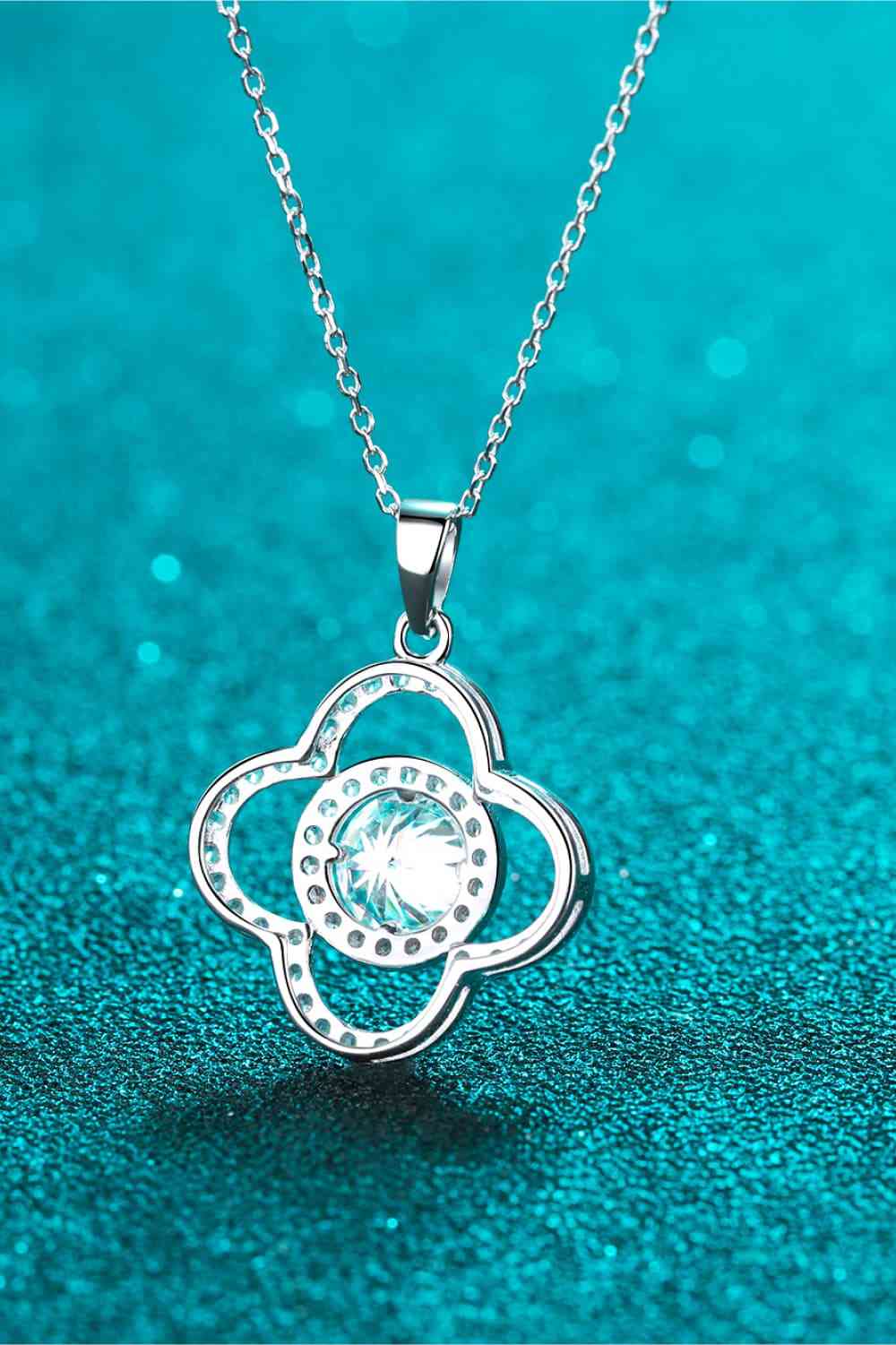 Clover Necklace, 1 Carat Moissanite 925 Sterling Silver Necklace