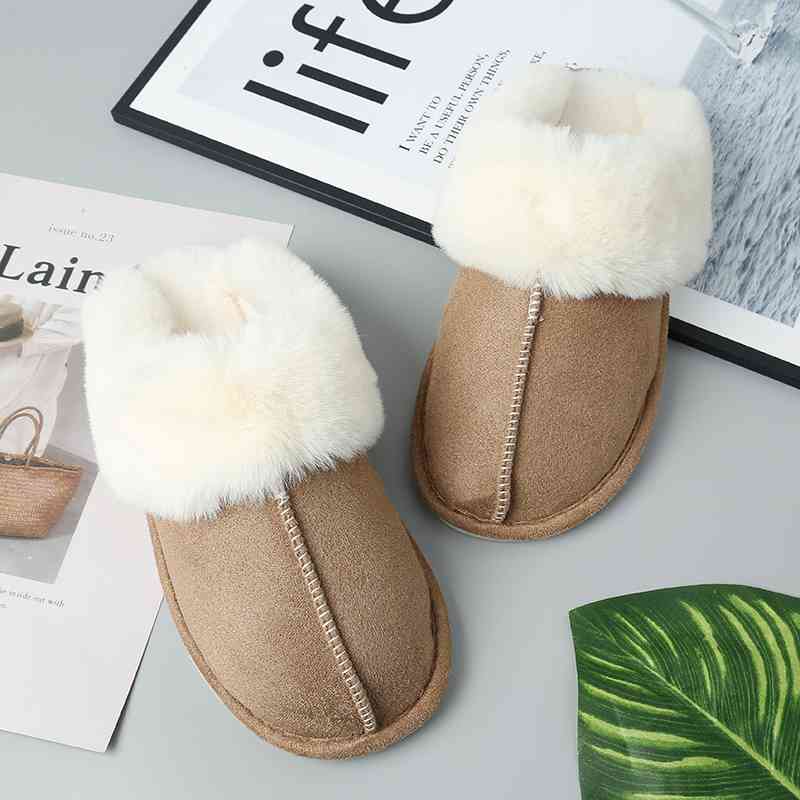 Suede Center Seam Slippers Lounge Shoes