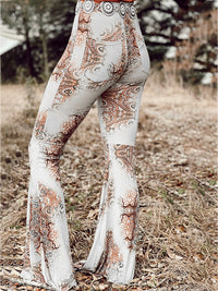 Boho Bell Bottom High Waist Printed Bodyline Flare Pants