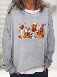 Round Neck Long Sleeve Full Size Graphic Halloween October Fall Season Pumpkin Spice Sweatshirt