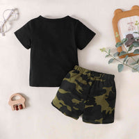 MAMA'S BOY Graphic T-Shirt and Camouflage Shorts Set Baby Boy Kids Fashion Clothing and Gifts