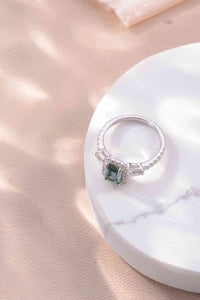 Emerald Shape Moissanite Ring, 1 Carat Moissanite 925 Sterling Silver Ring