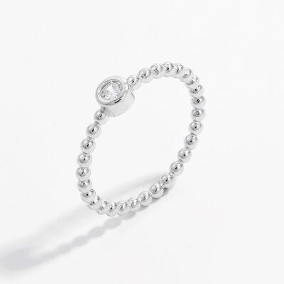 Ball Ring Center Zircon 925 Sterling Silver Bead Dainty Luxury Ring