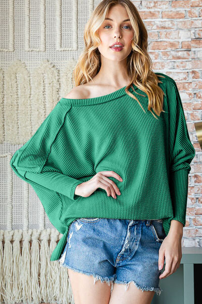 sweater, fashion sweaters, long sleeve shirts, long sleeve tops, womens clothing, cute shirts, made in the USA fashion, outfit ideas, clothes made in USA, off the shoulder top, off the shoulder shirts, womens fashion, womens clothing, cute clothes, green shirts, green top, green long sleeve shirts, outfit ideas 