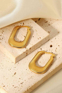 Rectangle Hoop Earrings Chunky 18K Gold Plated Statement Earrings