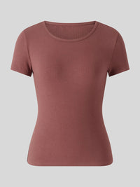 Women's Round Neck Short Sleeve T-Shirt Cotton Solid Color Slim Fit Blouse Women's  Basics