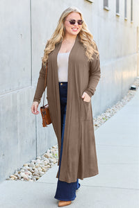 Open Front Sweater Long Sleeve Maxi Cardigan with Pockets Petite and Plus Size Fashion