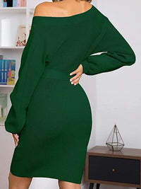 Sweater dress Tie Waist Long Sleeve Mini Dress