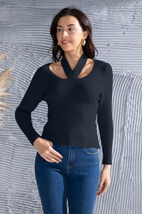 Sweaters, Sweater, Long Sleeve Top, halter top, long sleeve, blue top, Women’s fashion, women’s clothing, cute clothes, women’s clothes, comfortable women’s clothing, outfit ideas