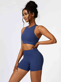 Cutout Cropped Sport Tank and Shorts Set