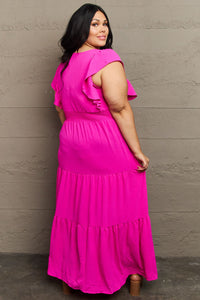 KESLEY Fancy Pink Plus Size Tiered Side Slit Maxi Dress