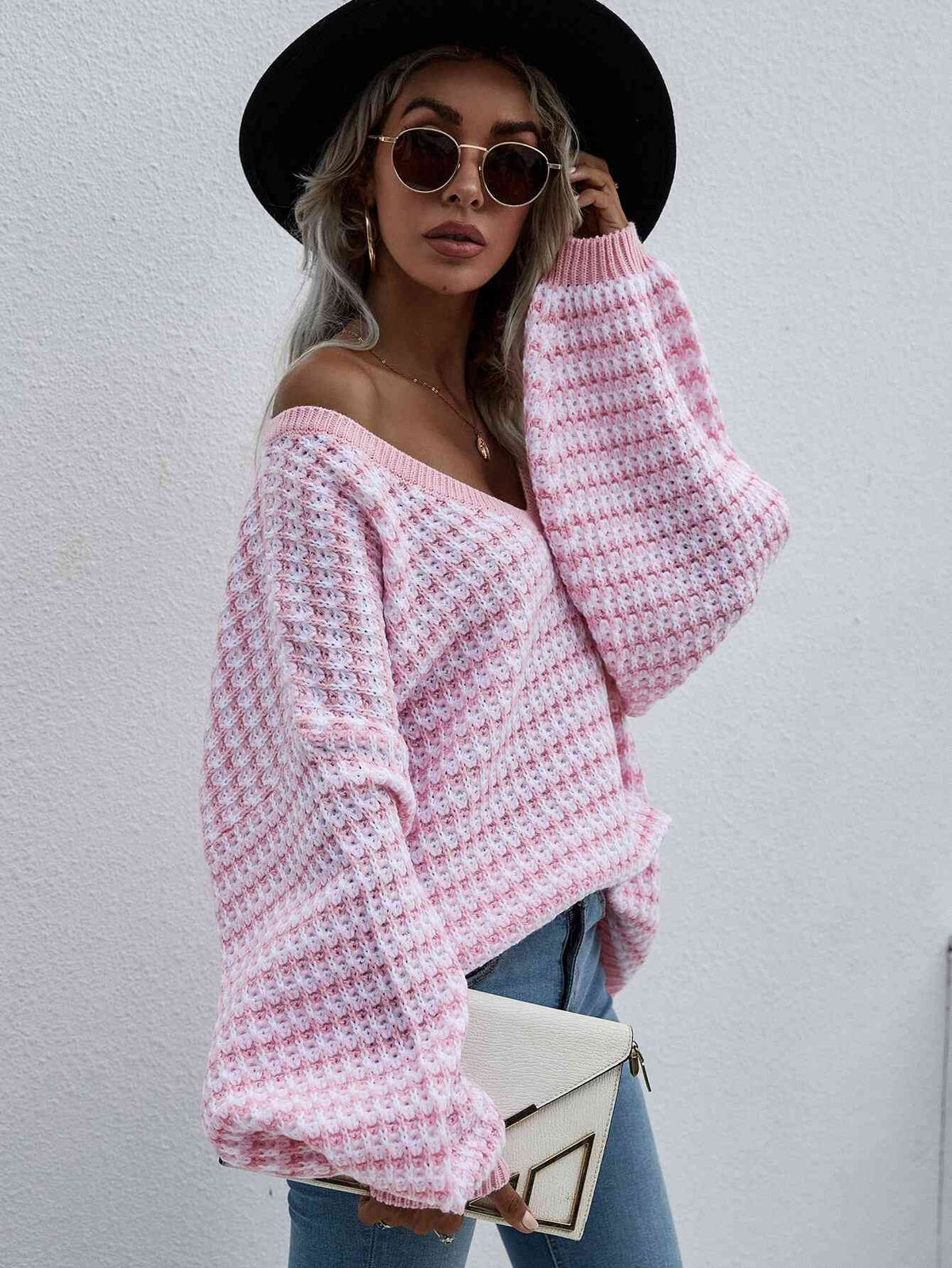 sweater, pull over sweater, drop shoulder top, vneck sweater, cute sweaters, casual sweaters, pink sweater