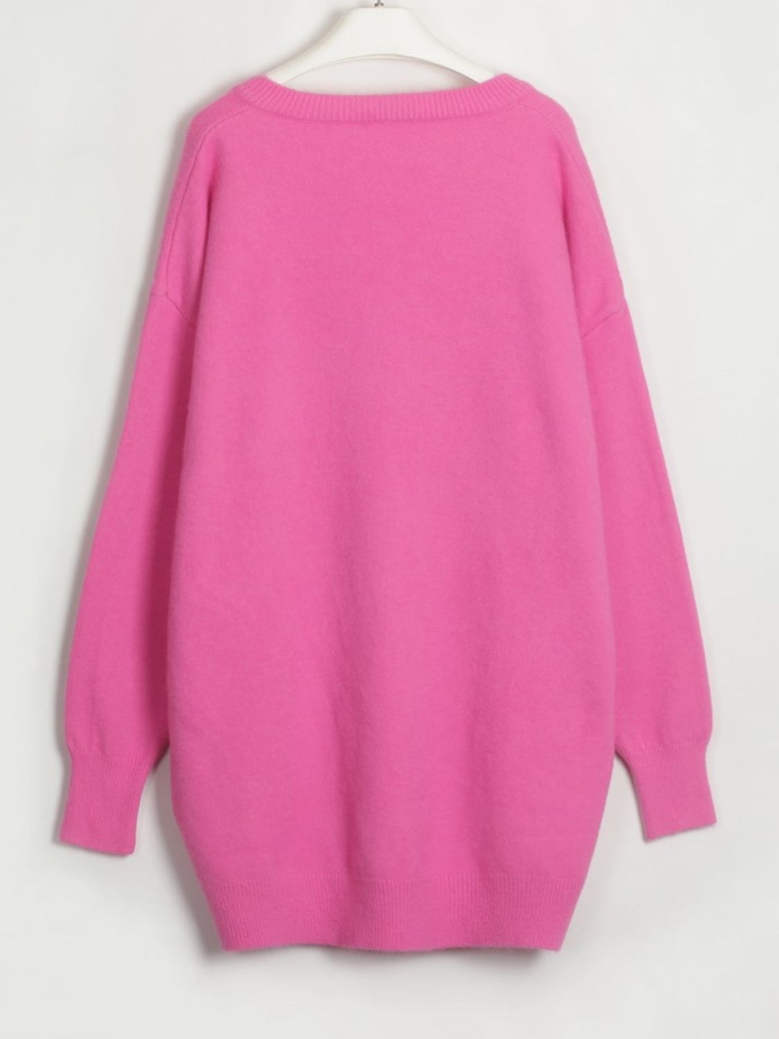 Womens Oversize Sweatshirt V-Neck Dropped Shoulder Sweater Dress