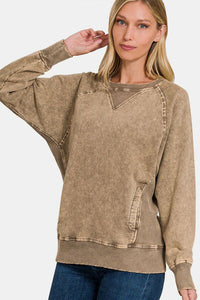 Cotton Sweater Women's Fashion Round Neck Sweatshirt with Pockets 100% Cotton Breathable Premium