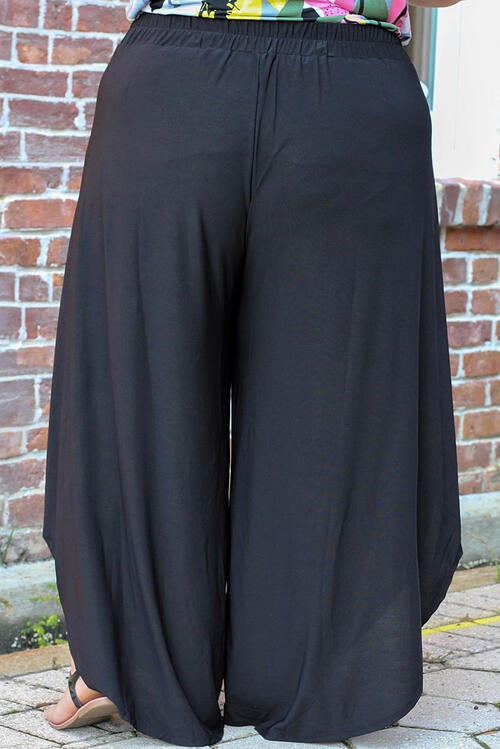 Plus Size Tie Front Wide Leg Pants Comfortable Loose fit flowy