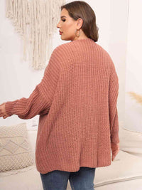 Plus Size Open Front Dropped Shoulder Knit Cardigan Fashion Sweater