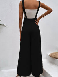 Side Decor Button Wide Leg Overalls Women's Fashion Jumpsuits