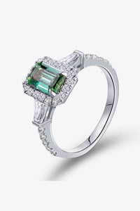 Emerald Shape Moissanite Ring, 1 Carat Moissanite 925 Sterling Silver Ring