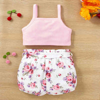 Decorative Button Tank and Floral Shorts Set Baby Fashion clothing and gifts