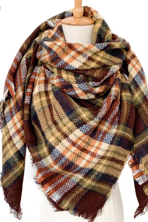 Plaid Imitation Oversized Faux Cashmere Scarf