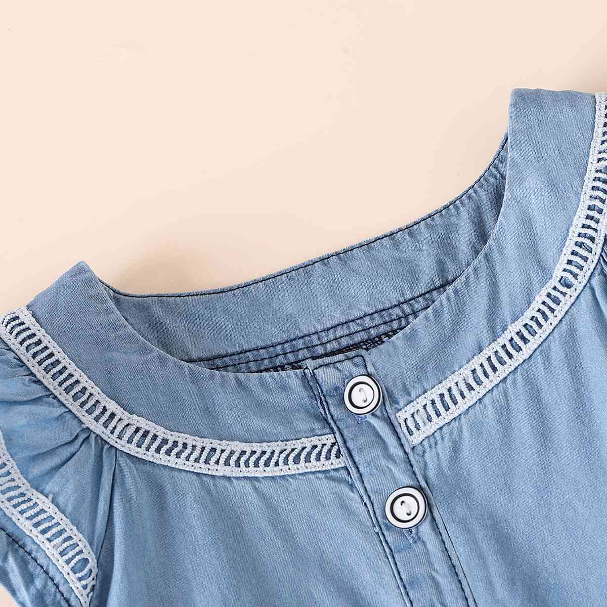 Contrast Round Neck Ruffle Hem Dress Girls Fashion Kids Fashion