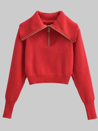 sweaters, red sweater, nice sweaters, womens clothing, womens fashion, zip up sweaters, casual work clothes, designer fashion, long sleeve red top, ribbed sweaters, oversize collar sweaters, zip up sweaters, womens casual clothes, casual clothes, red zip up sweater, red shirts, red top, red clothing, red shirts