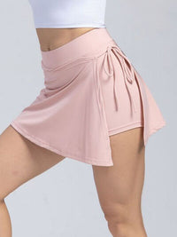 Tied High Waist Active Shorts Nylon and Spandex Tennis Skirt Sports Skirt