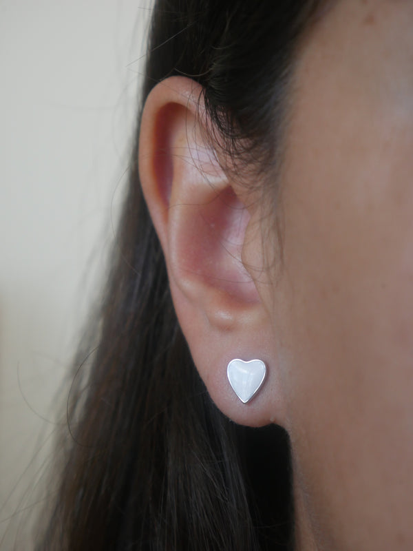 earrings, white heart stud earrings, white enamel heart earrings, .925 sterling silver, tiffanys inspired, nickel free, hypoallergenic, dainty, fashion jewelry, gift ideas, love, anniversary, best friend jewelry, Kesley Boutique