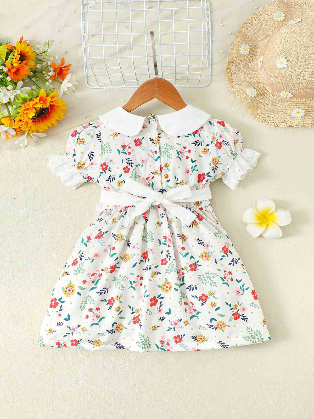 Floral Peter Pan Collar Flounce Sleeve Dress Baby Girl Fashion Clothing and Gifts