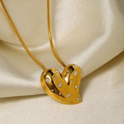 Big Heart Pendant Necklace 18K Gold Plated Fashion Luxury