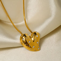 Big Heart Pendant Necklace 18K Gold Plated Fashion Luxury