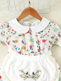 Floral Peter Pan Collar Flounce Sleeve Dress Baby Girl Fashion Clothing and Gifts