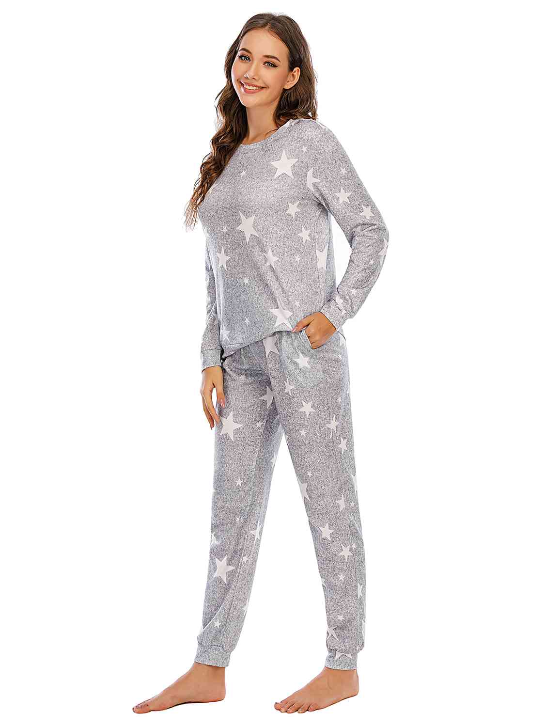 Star Top and Pants Comfortable Pajamas Lounge Set