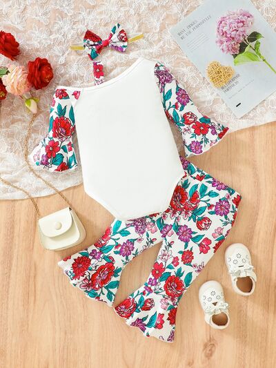 ALOHA Printed Bodysuit and Flare Pants Set Baby Fashion and Gifts