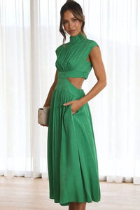 Cutout Mock Neck Sleeveless Sexy Midi Maxi Dress New Womens Fashion