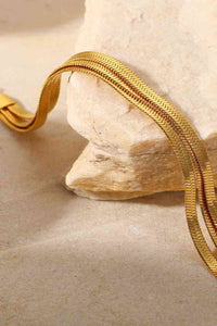 Herringbone Layered Bracelet Triple-Layered Snake Chain Flat Chain 18K Gold Plated Bracelets