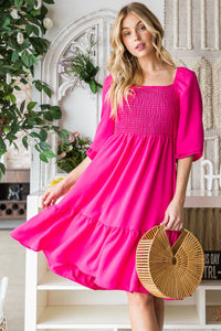 Reborn J Smocked Ruffle Hem Dress