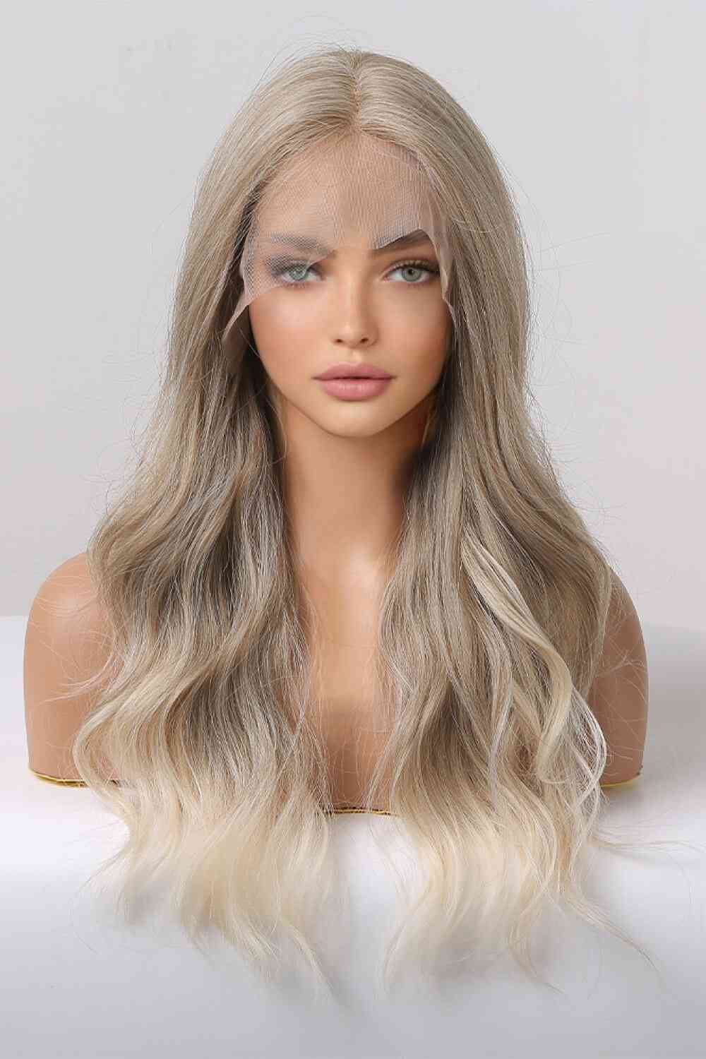 Medium Blonde Highlights Wig, 13*2" Lace Front Wigs Synthetic Long Wave 24" 150% Density in Medium Blonde Highlights